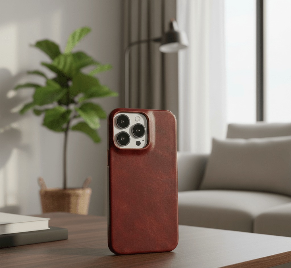 LuxeHide Premium Genuine Leather iPhone Case — Oil-Wax Coated, MagSafe Compatible