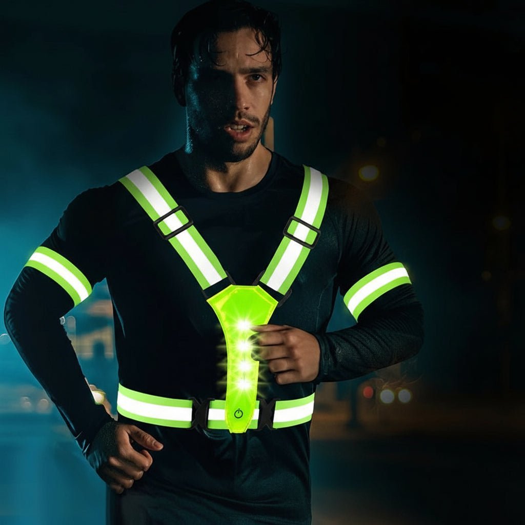 LumaGlow USB-oppladbar LED-vest – 360° synlighet, LED-paneler foran og bak