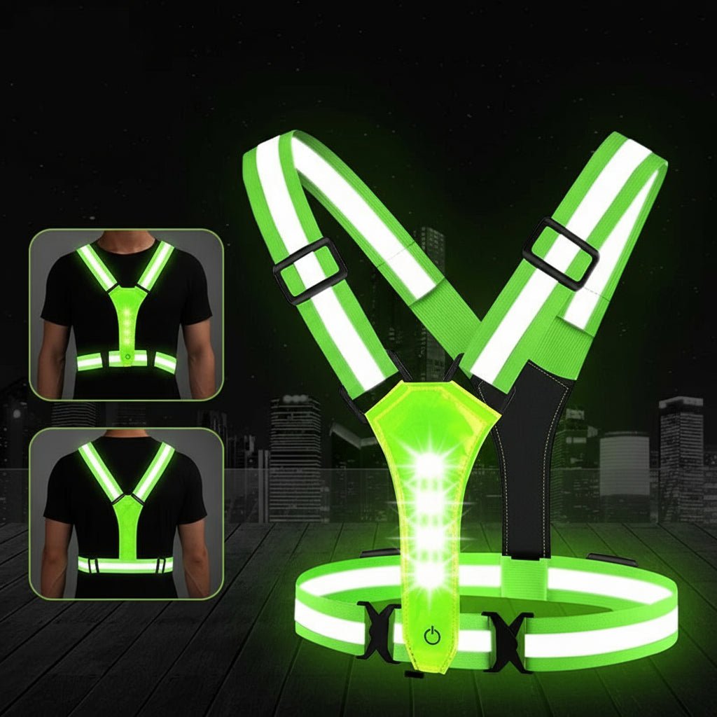 LumaGlow USB-oppladbar LED-vest – 360° synlighet, LED-paneler foran og bak