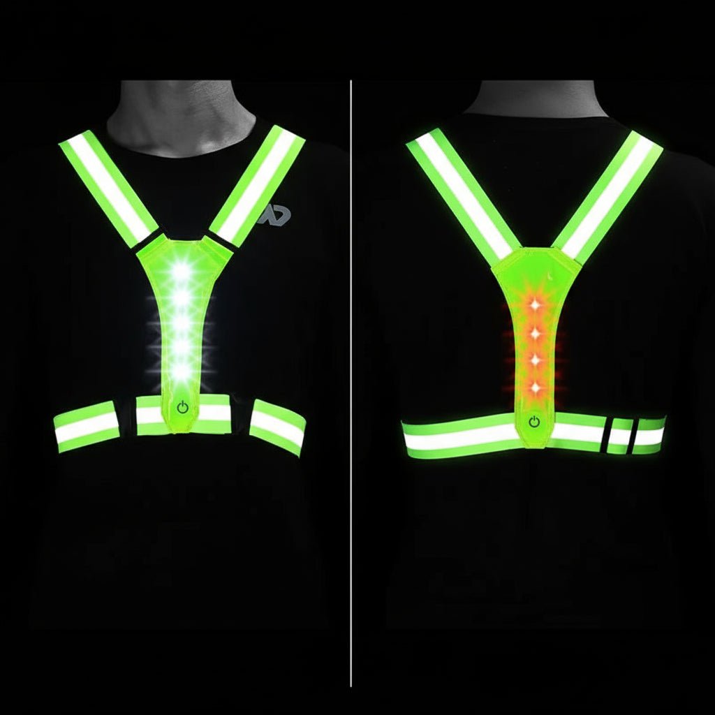 LumaGlow USB-oppladbar LED-vest – 360° synlighet, LED-paneler foran og bak