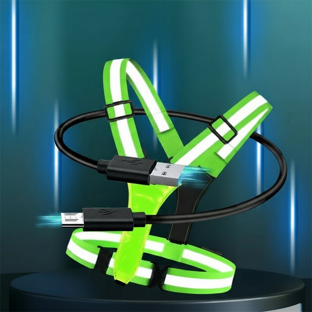 LumaGlow USB-oppladbar LED-vest – 360° synlighet, LED-paneler foran og bak