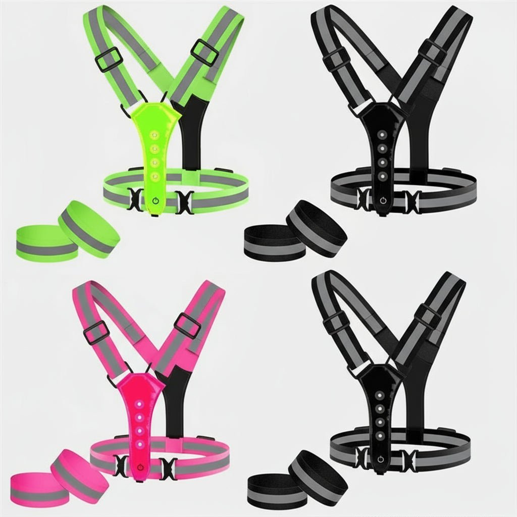 LumaGlow USB-oppladbar LED-vest – 360° synlighet, LED-paneler foran og bak