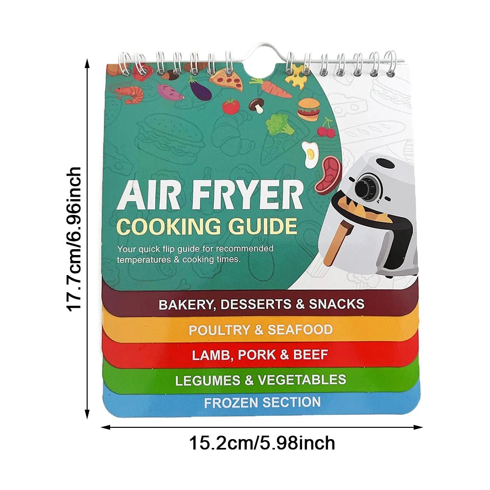 CrispGuide magnetyczna ściąga do szybkich posiłków — czasy i temperatury gotowania we frytkownicy beztłuszczowej dla ponad 100 produktów