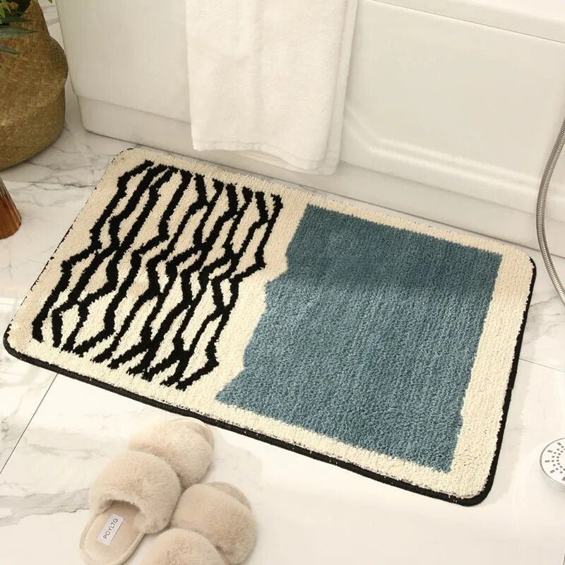 Tapis de bain artisanal NovaLoom — motif abstrait et adhérence antidérapante