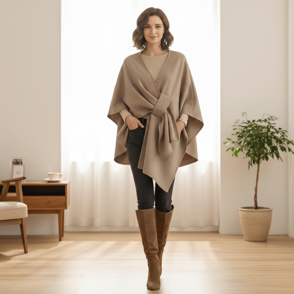 Kabát se šálou Aurora Shine — třpytivý ochranný zavinovací design