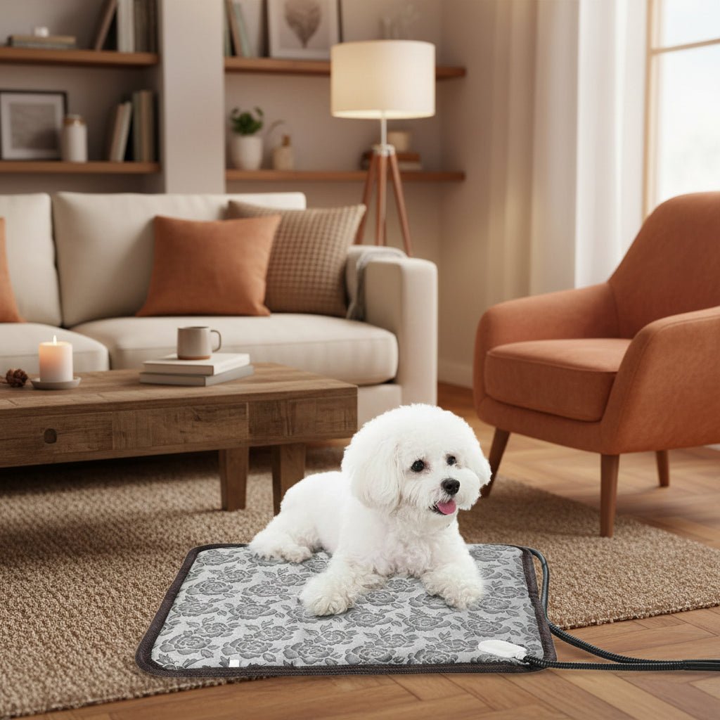 حصيرة التدفئة الكهربائية للحيوانات الأليفة Cozy Heat — تحكم مدمج في درجة الحرارة وسطح مقاوم للماء بالكامل