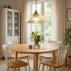 Industrial Farmhouse Pendant Light With Ribbed Glass And Dome