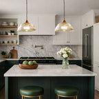 Industrial Farmhouse Pendant Light With Ribbed Glass And Dome