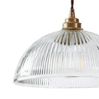 Industrial Farmhouse Pendant Light With Ribbed Glass And Dome
