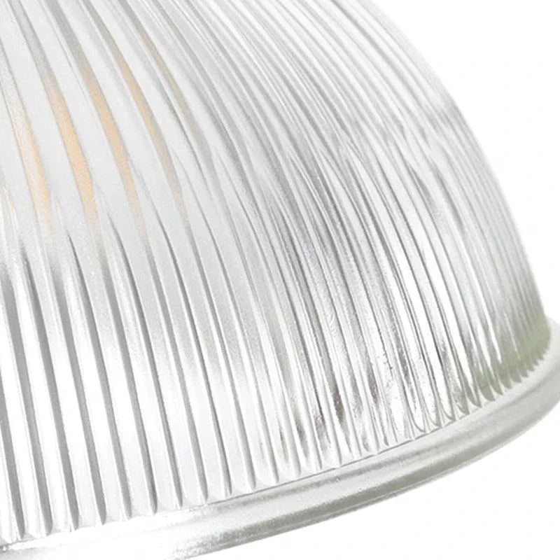 Industrial Farmhouse Pendant Light With Ribbed Glass And Dome