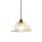 Industrial Farmhouse Pendant Light With Ribbed Glass And Dome
