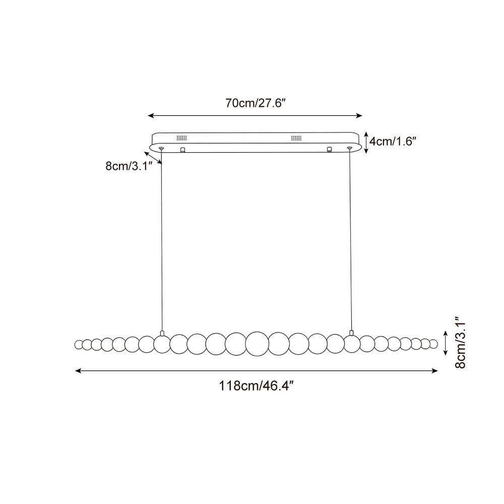 LED-pendellampe med globeskjerm, 46 tommer — metall, tre og akryl, 3000 K