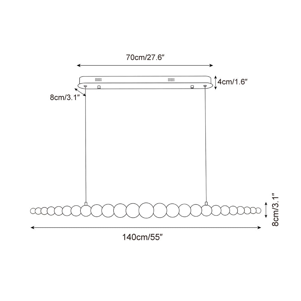 LED-pendellampe med globeskjerm, 46 tommer — metall, tre og akryl, 3000 K