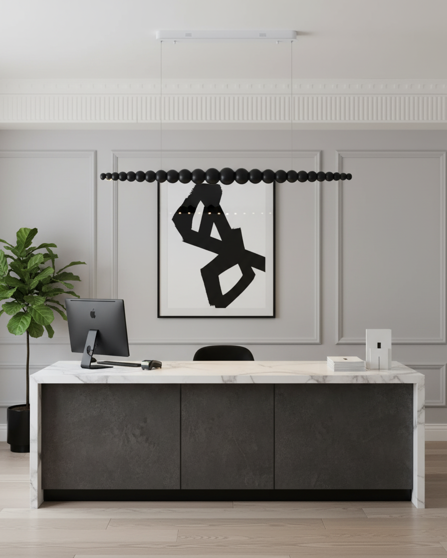 LED-pendellampe med globeskjerm, 46 tommer — metall, tre og akryl, 3000 K