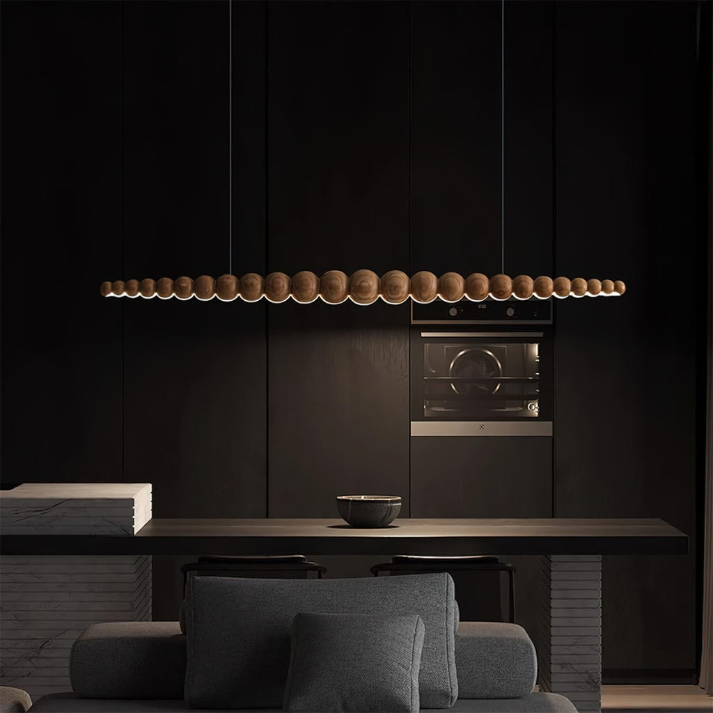 LED-pendellampe med globeskjerm, 46 tommer — metall, tre og akryl, 3000 K
