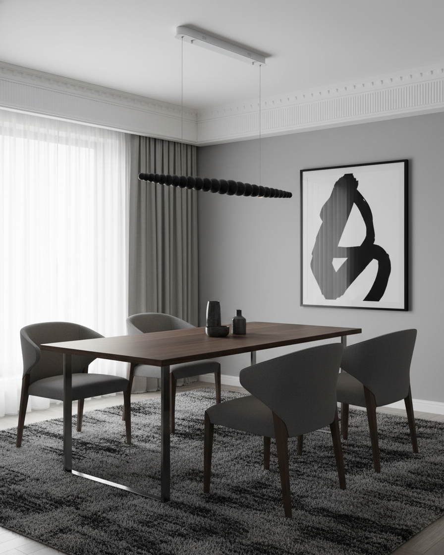 LED-pendellampe med globeskjerm, 46 tommer — metall, tre og akryl, 3000 K