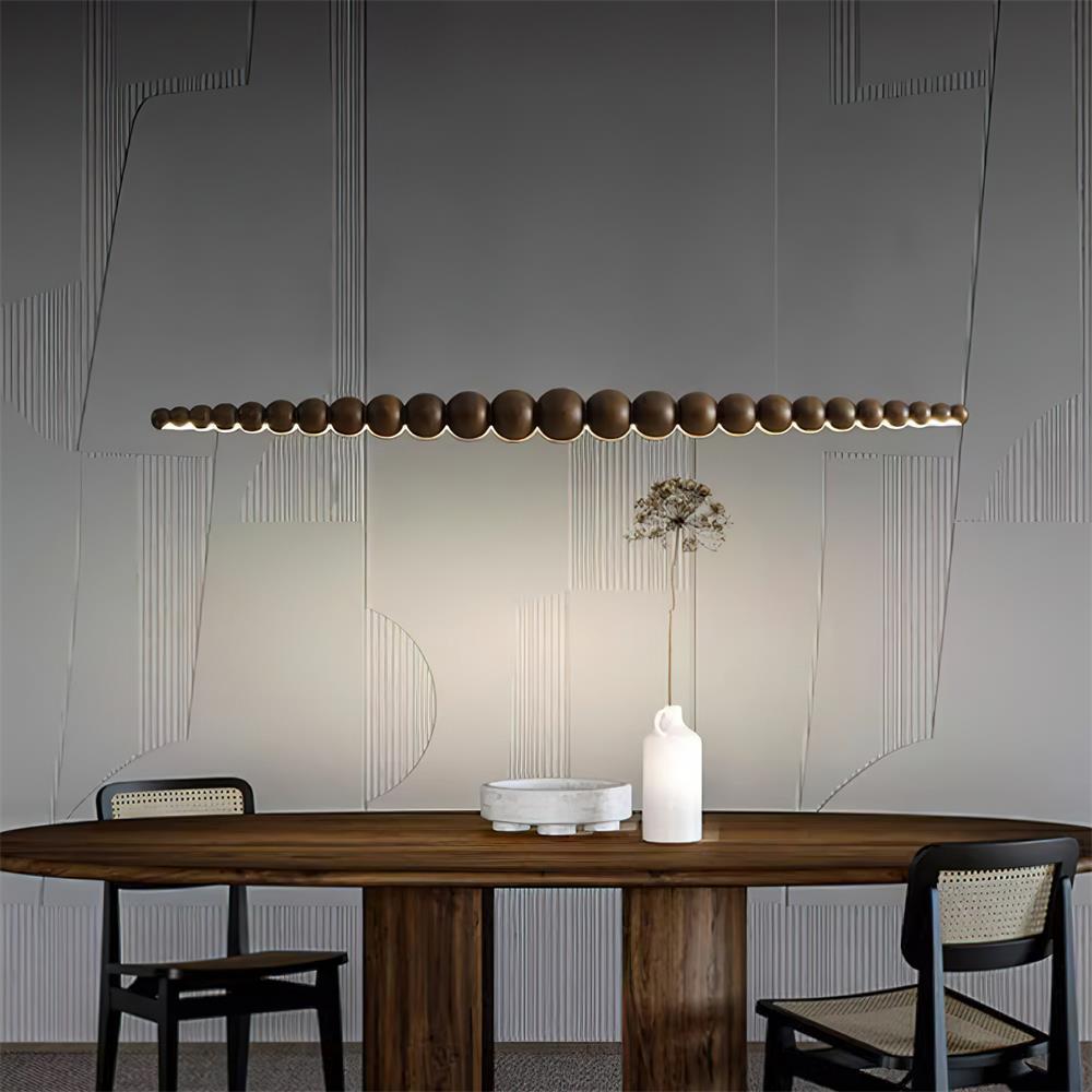 LED-pendellampe med globeskjerm, 46 tommer — metall, tre og akryl, 3000 K