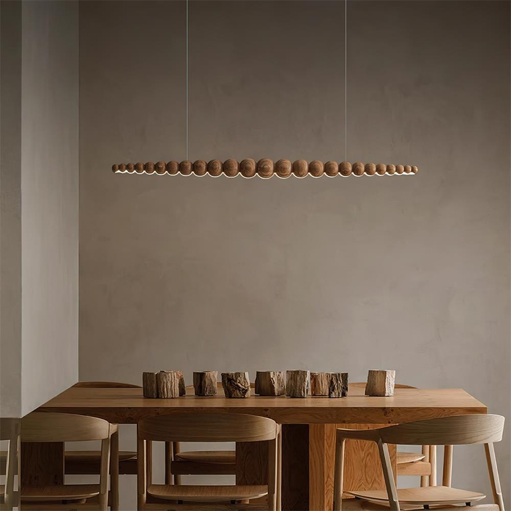 LED-pendellampe med globeskjerm, 46 tommer — metall, tre og akryl, 3000 K