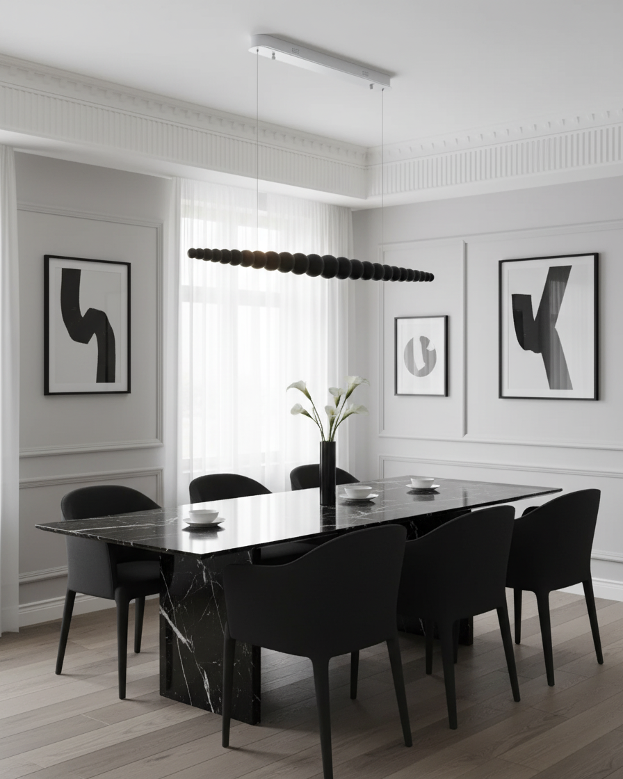 LED-pendellampe med globeskjerm, 46 tommer — metall, tre og akryl, 3000 K