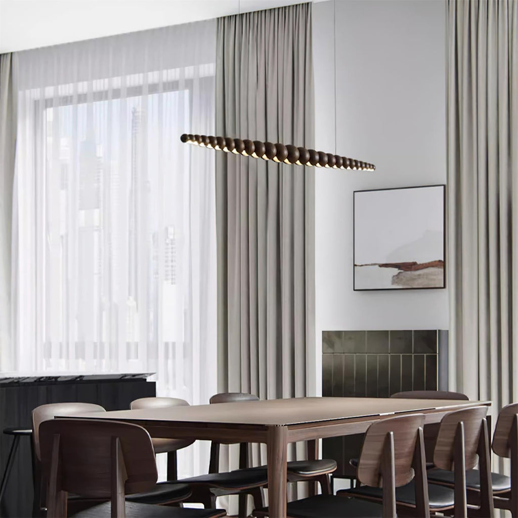 LED-pendellampe med globeskjerm, 46 tommer — metall, tre og akryl, 3000 K