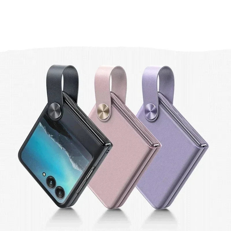 TPU-deksel for Motorola Razr — Fingerstropp, hevede kanter og kamerabeskyttelse