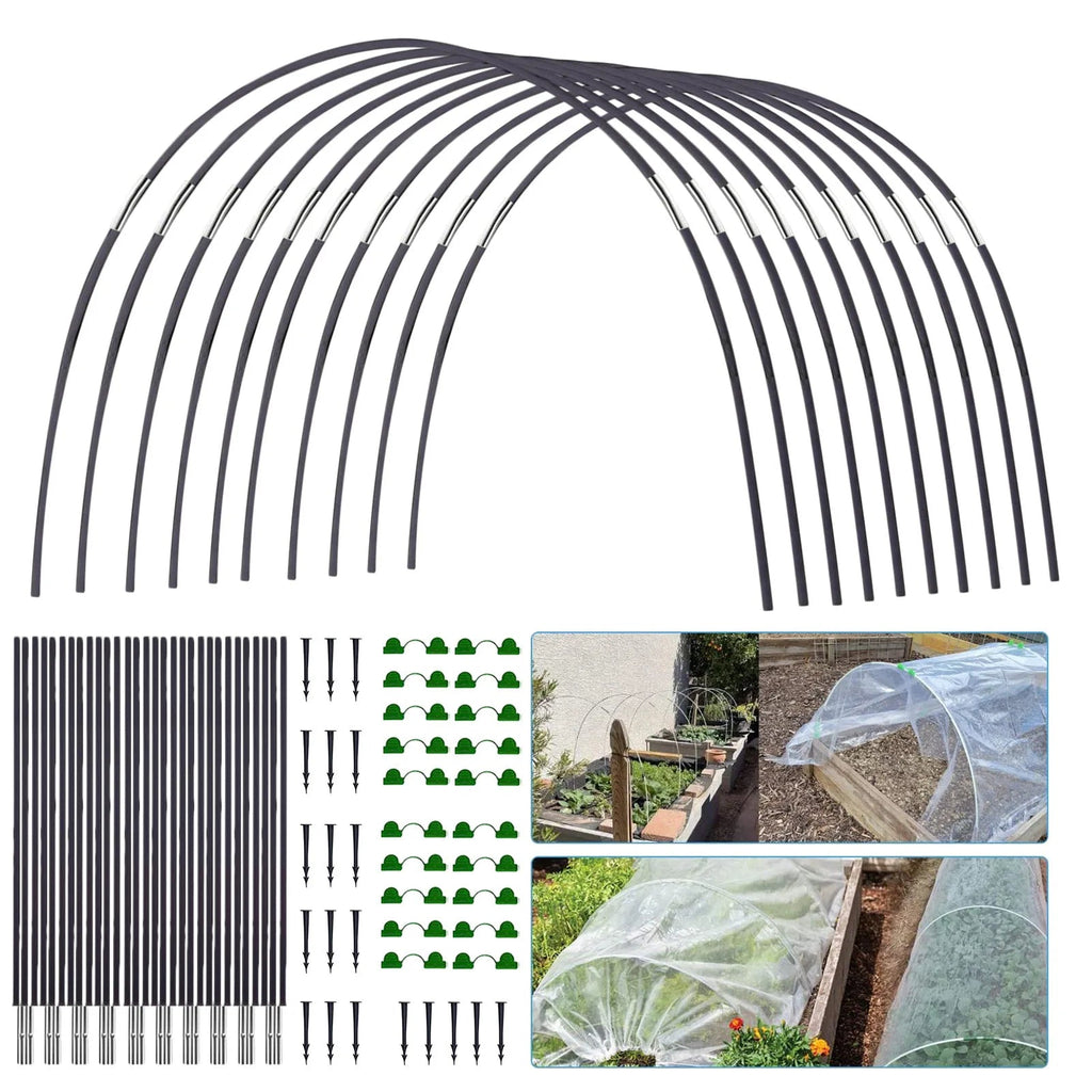 Túnel Policarbonato para Jardim de 5 Peças com Estrutura Resistente em Fibra de Vidro - Euroselle