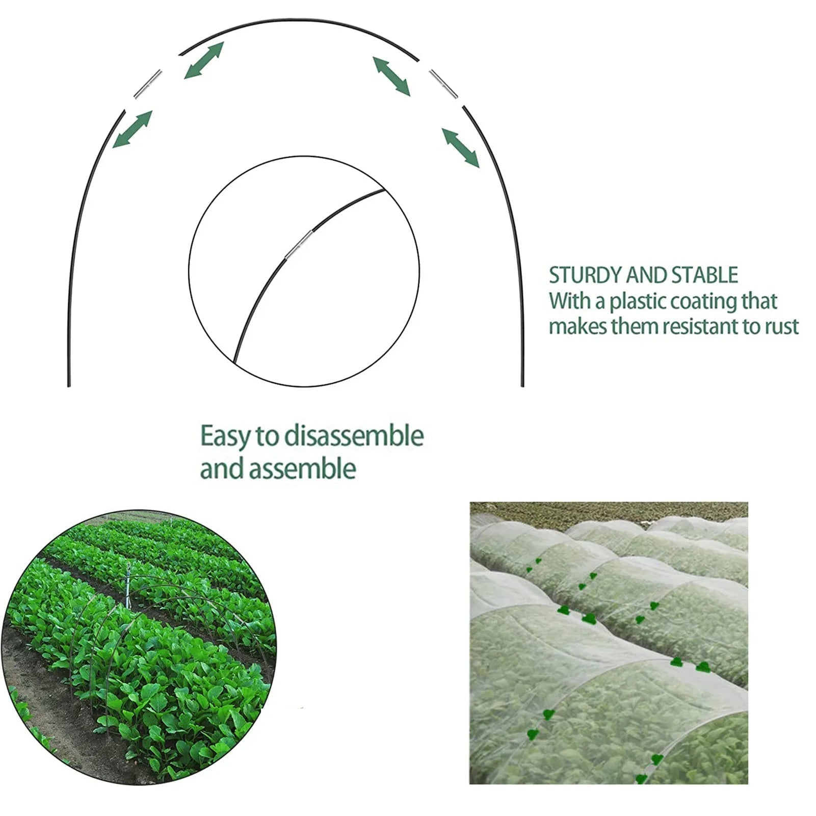 Túnel Policarbonato para Jardim de 5 Peças com Estrutura Resistente em Fibra de Vidro - Euroselle