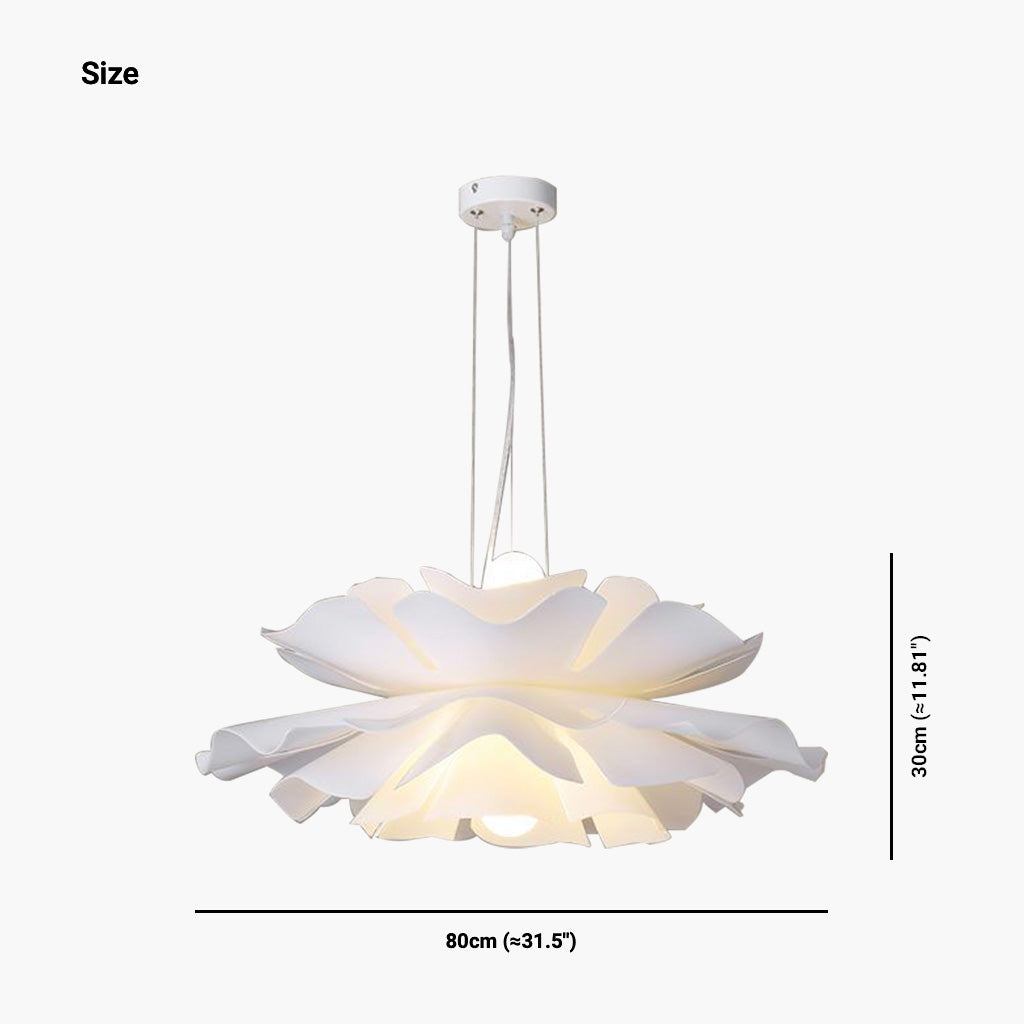 Regulowana lampa sufitowa LED — biały akrylowy klosz w kształcie lotosu, 20 cali