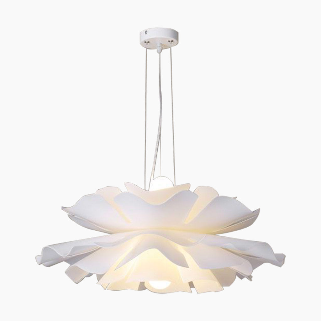 Regulowana lampa sufitowa LED — biały akrylowy klosz w kształcie lotosu, 20 cali