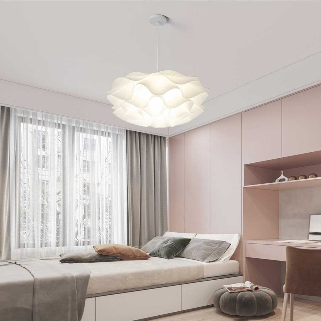 Regulowana lampa sufitowa LED — biały akrylowy klosz w kształcie lotosu, 20 cali