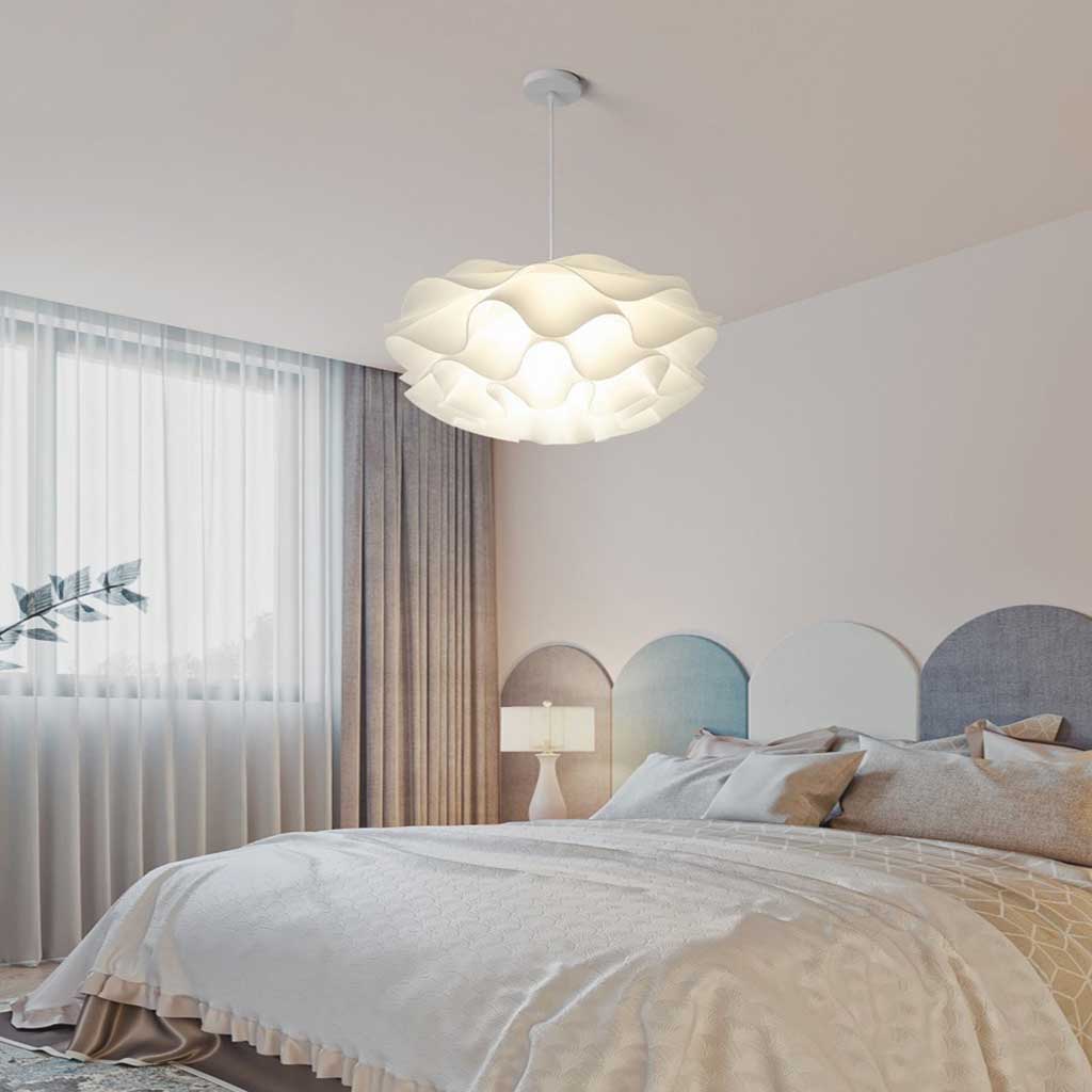 Regulowana lampa sufitowa LED — biały akrylowy klosz w kształcie lotosu, 20 cali