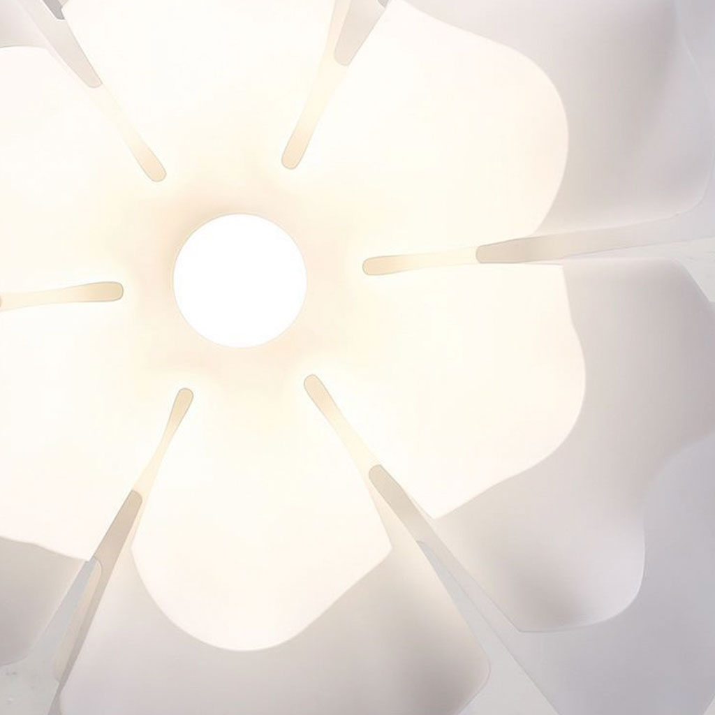 Regulowana lampa sufitowa LED — biały akrylowy klosz w kształcie lotosu, 20 cali