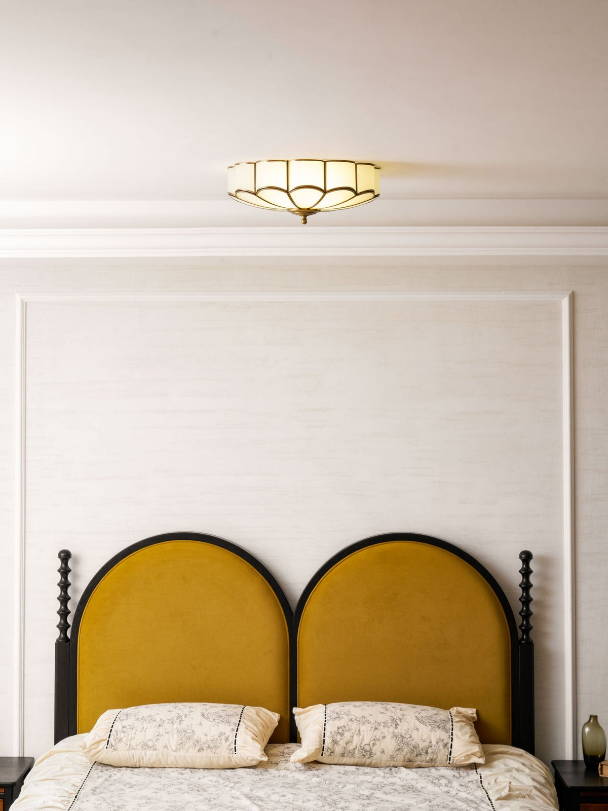 Brass Multi-Arm Flush Mount Ceiling Light — Frosted Glass