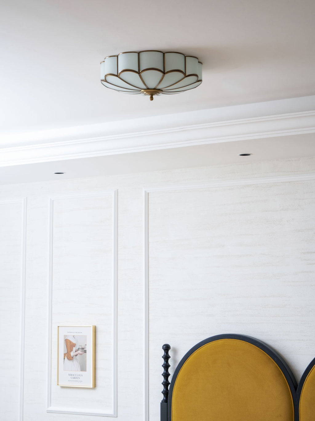 Brass Multi-Arm Flush Mount Ceiling Light — Frosted Glass