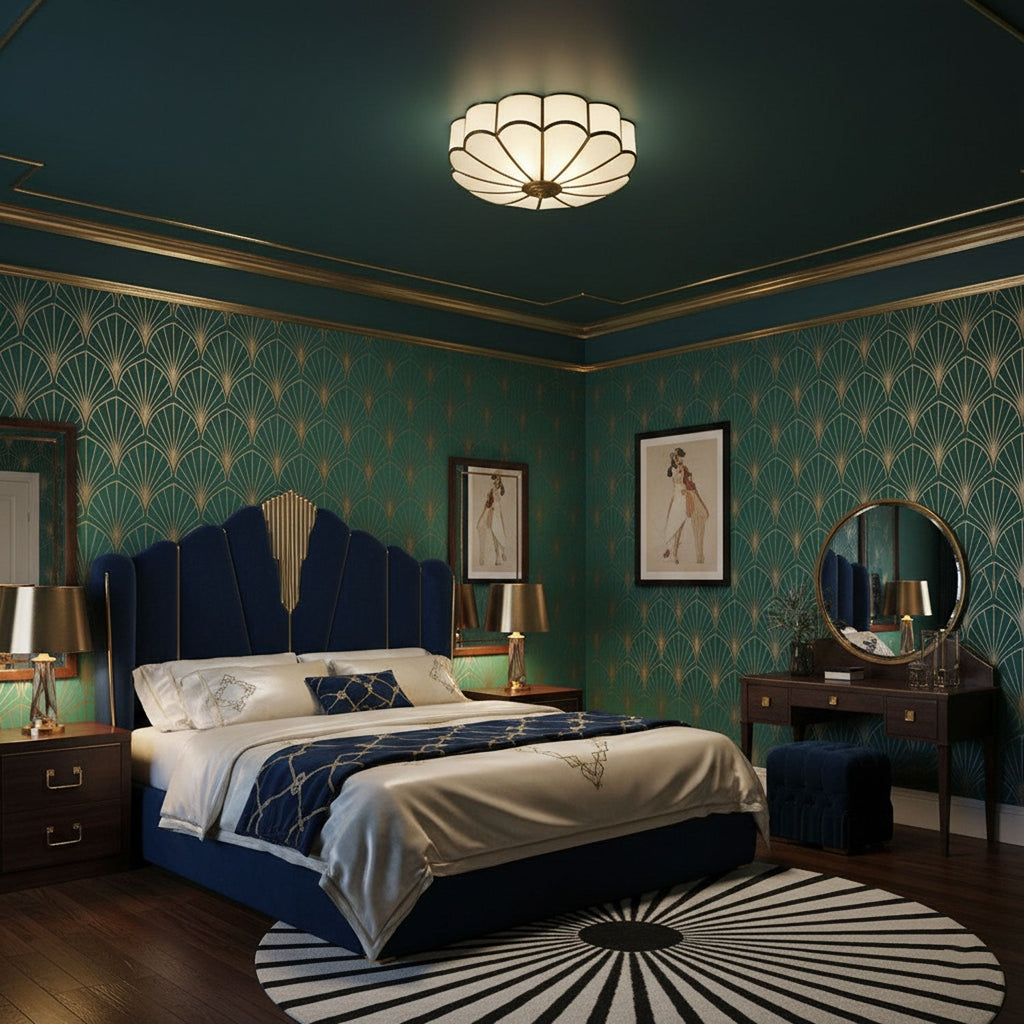 Brass Multi-Arm Flush Mount Ceiling Light — Frosted Glass