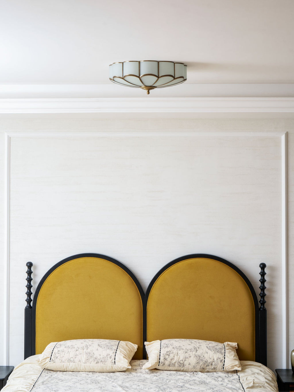 Brass Multi-Arm Flush Mount Ceiling Light — Frosted Glass