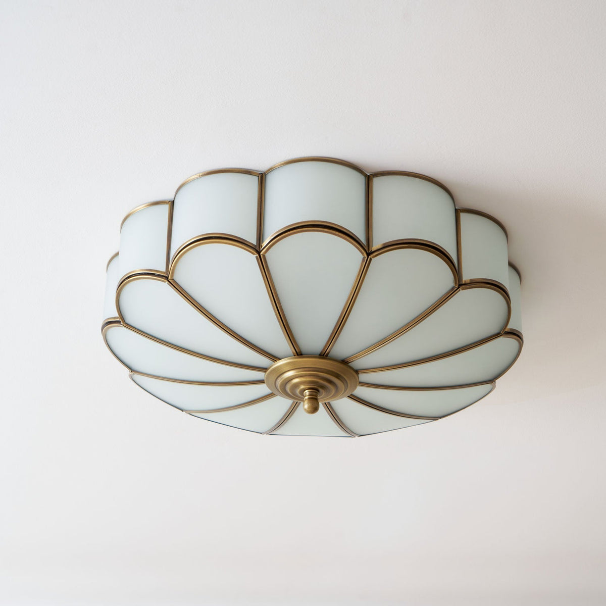 Brass Multi-Arm Flush Mount Ceiling Light — Frosted Glass