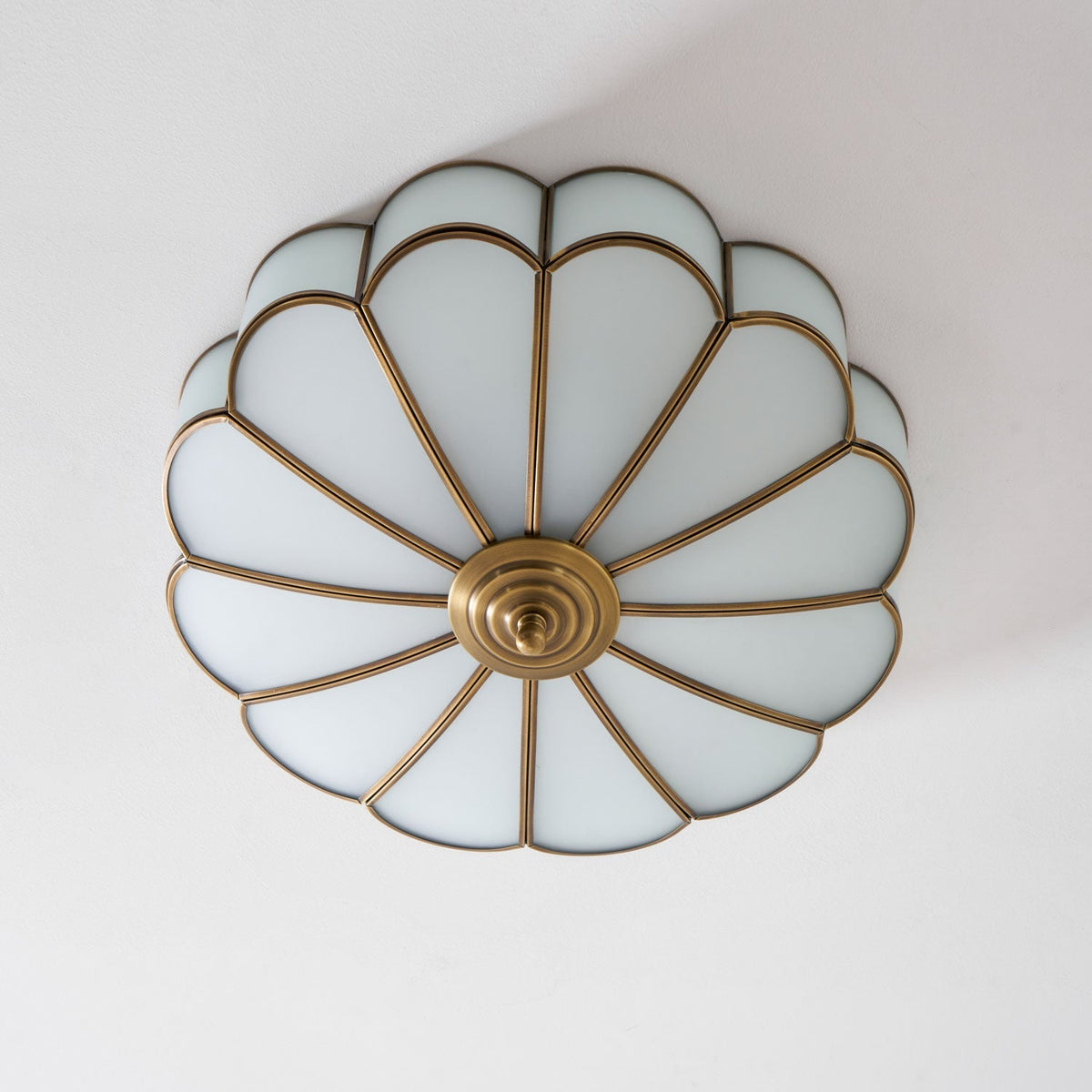 Brass Multi-Arm Flush Mount Ceiling Light — Frosted Glass