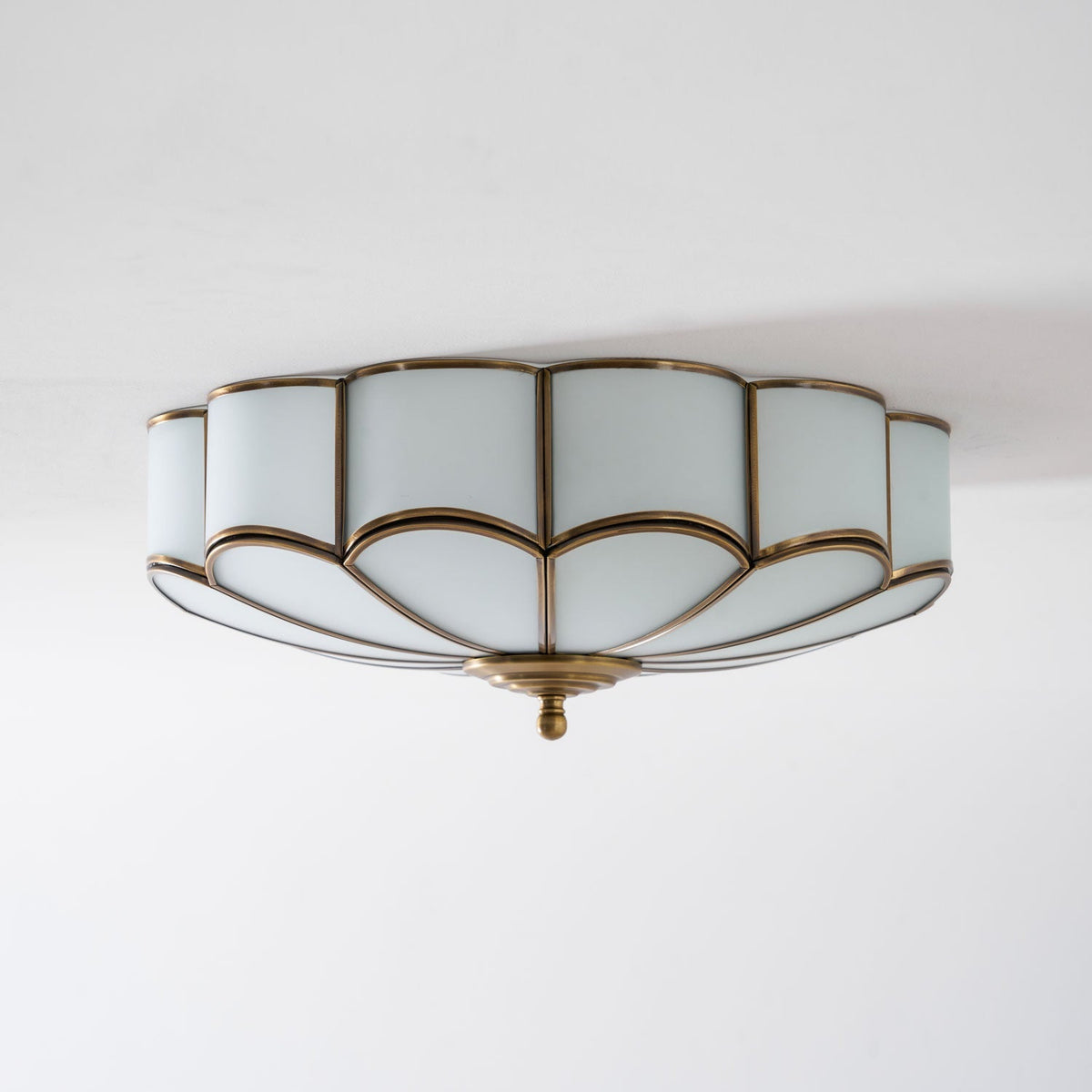 Brass Multi-Arm Flush Mount Ceiling Light — Frosted Glass