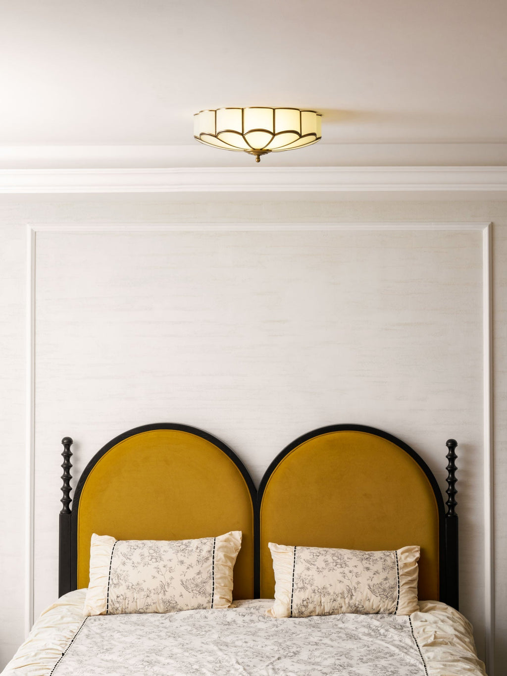 Brass Multi-Arm Flush Mount Ceiling Light — Frosted Glass