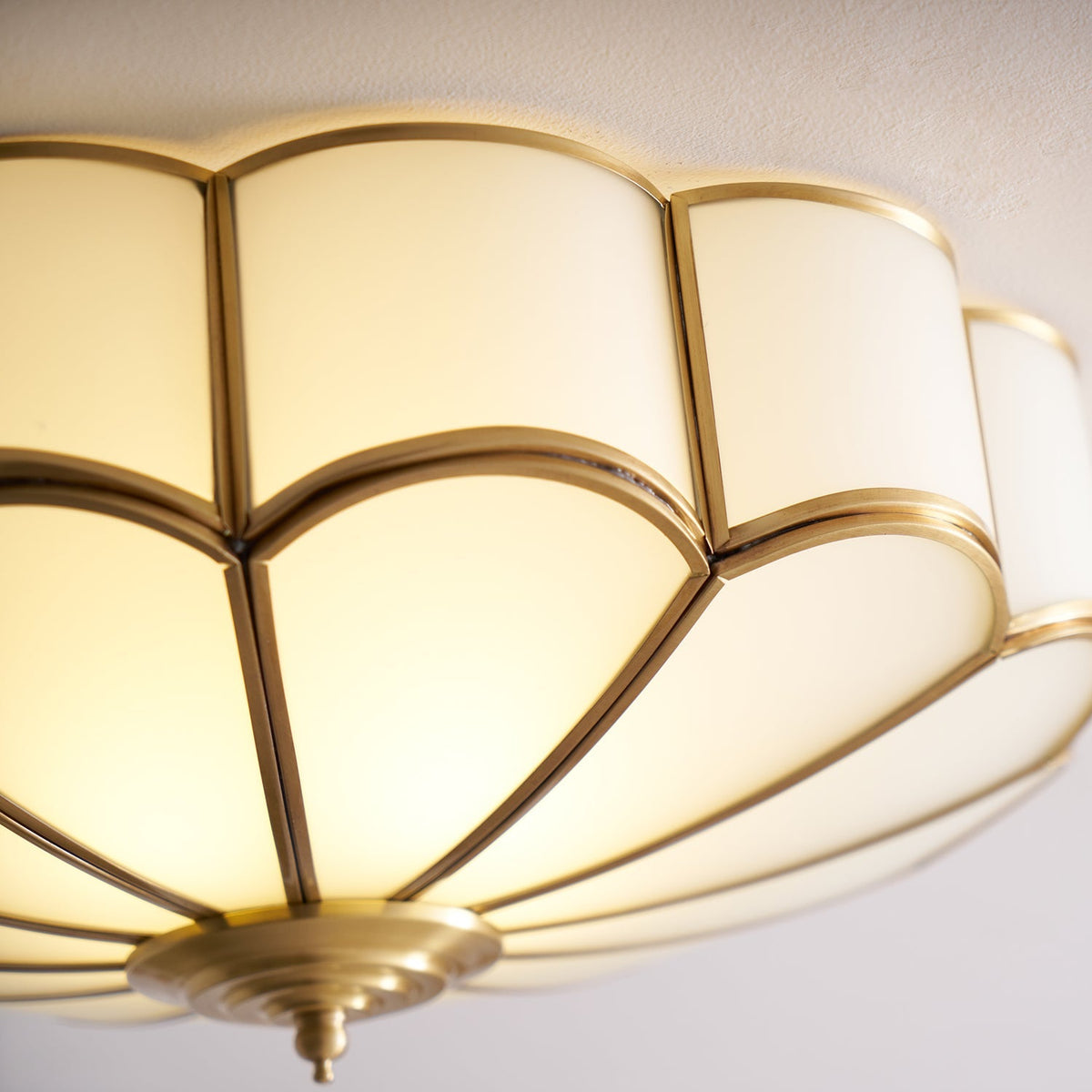 Brass Multi-Arm Flush Mount Ceiling Light — Frosted Glass