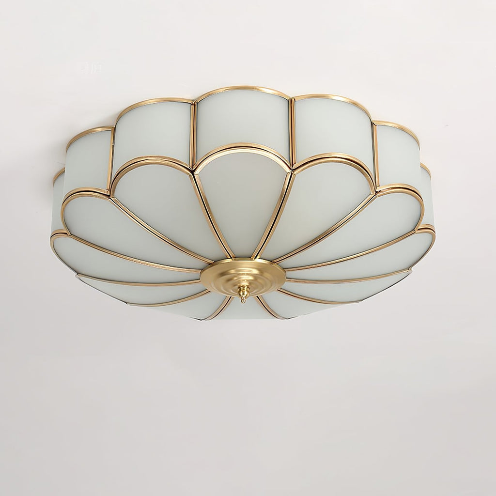 Brass Multi-Arm Flush Mount Ceiling Light — Frosted Glass