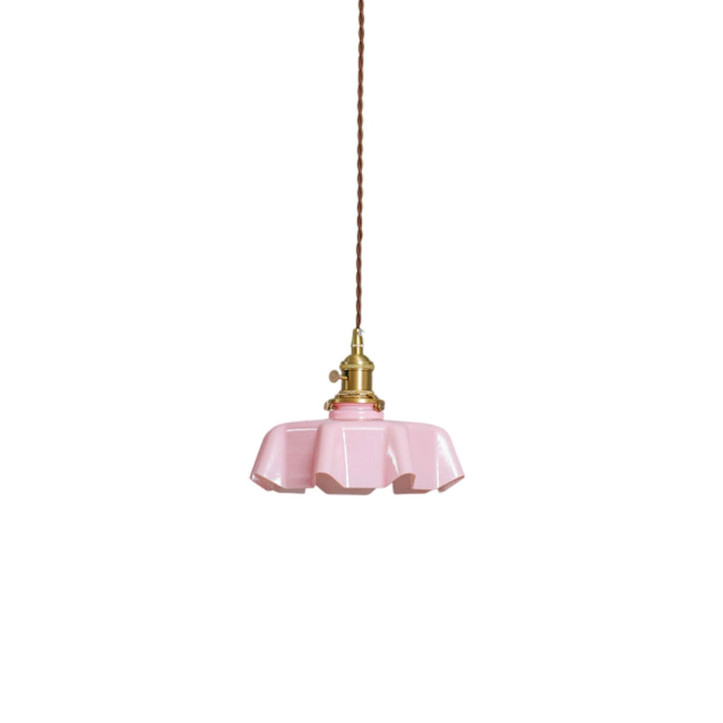 Textured Dome Pendant Light — Adjustable Height, White, Beige, Pink & Blue