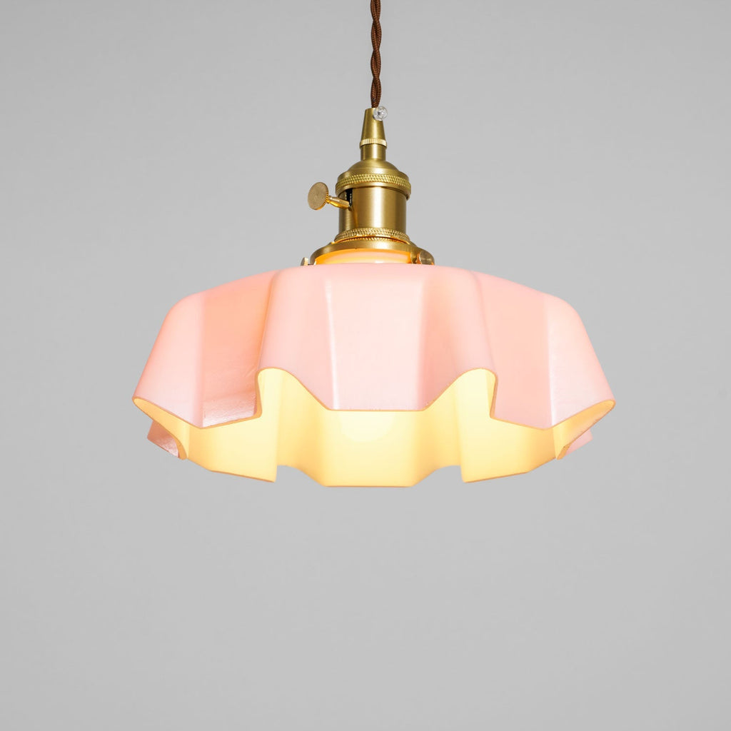 Textured Dome Pendant Light — Adjustable Height, White, Beige, Pink & Blue