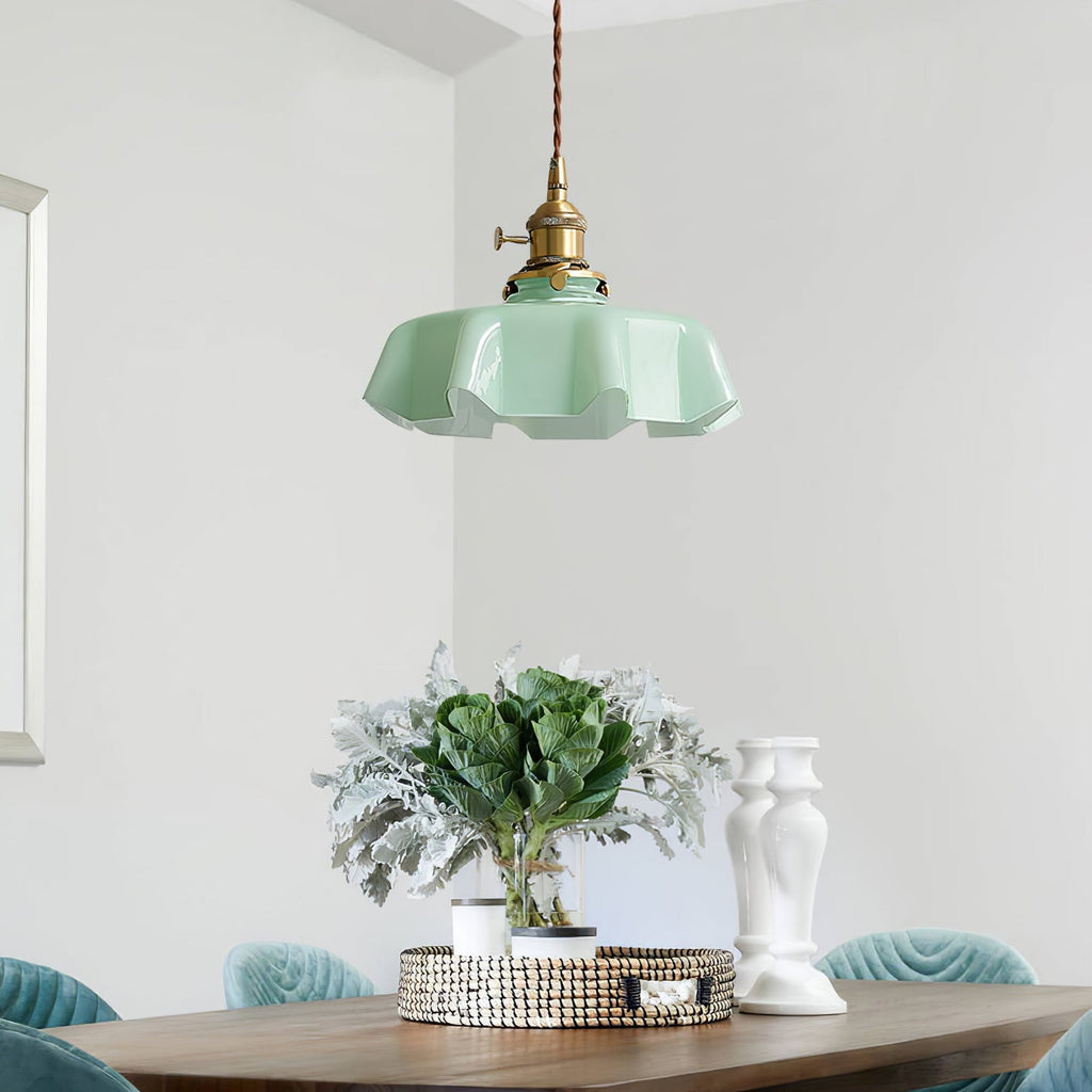 Textured Dome Pendant Light — Adjustable Height, White, Beige, Pink & Blue