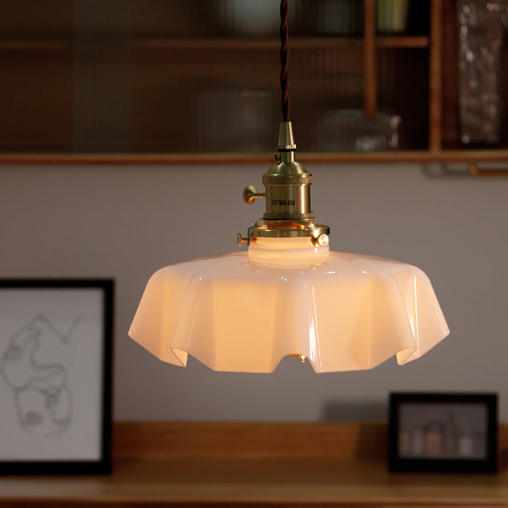 Textured Dome Pendant Light — Adjustable Height, White, Beige, Pink & Blue