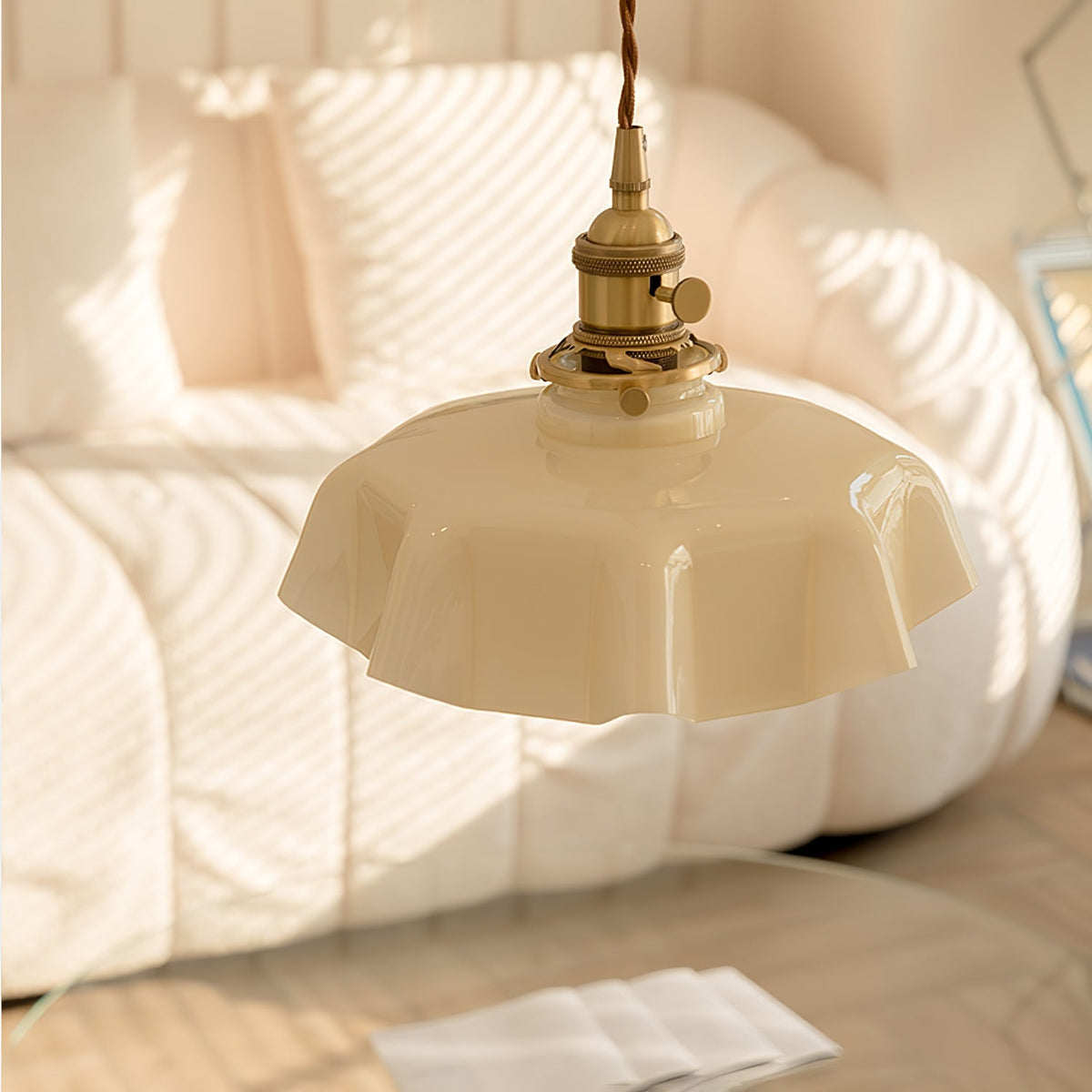 Textured Dome Pendant Light — Adjustable Height, White, Beige, Pink & Blue