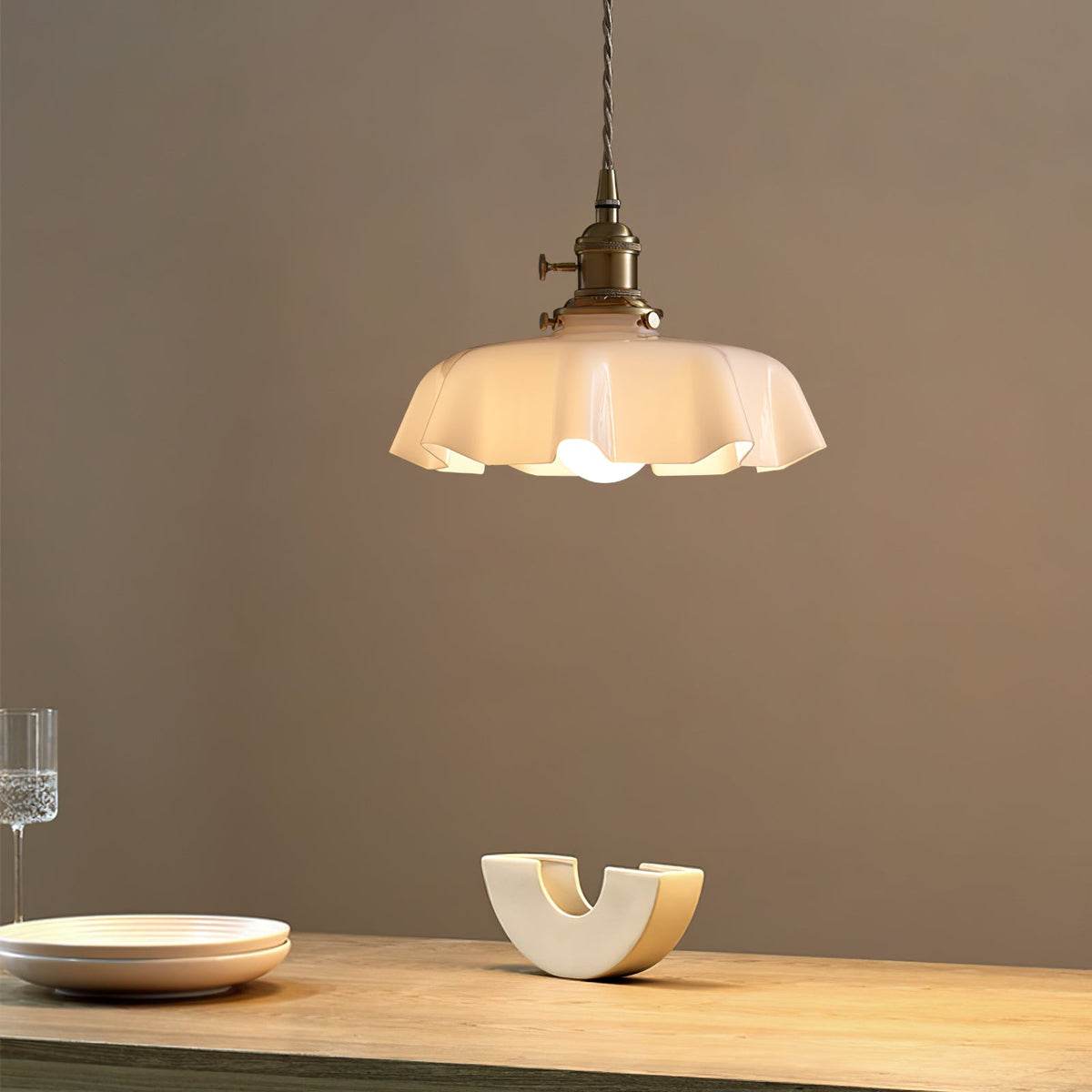 Textured Dome Pendant Light — Adjustable Height, White, Beige, Pink & Blue