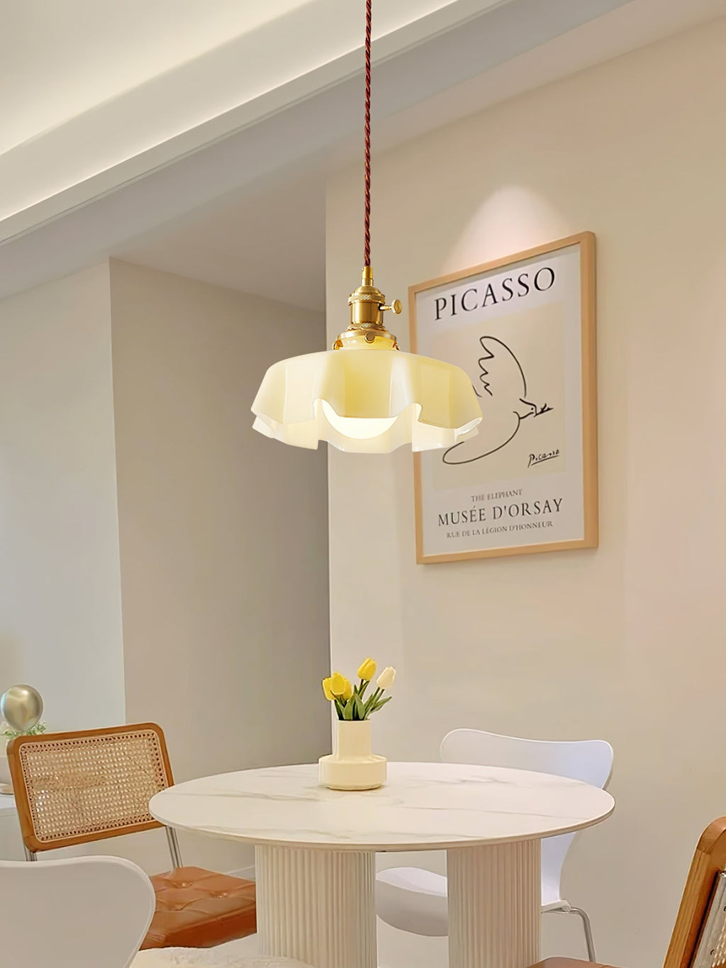 Textured Dome Pendant Light — Adjustable Height, White, Beige, Pink & Blue