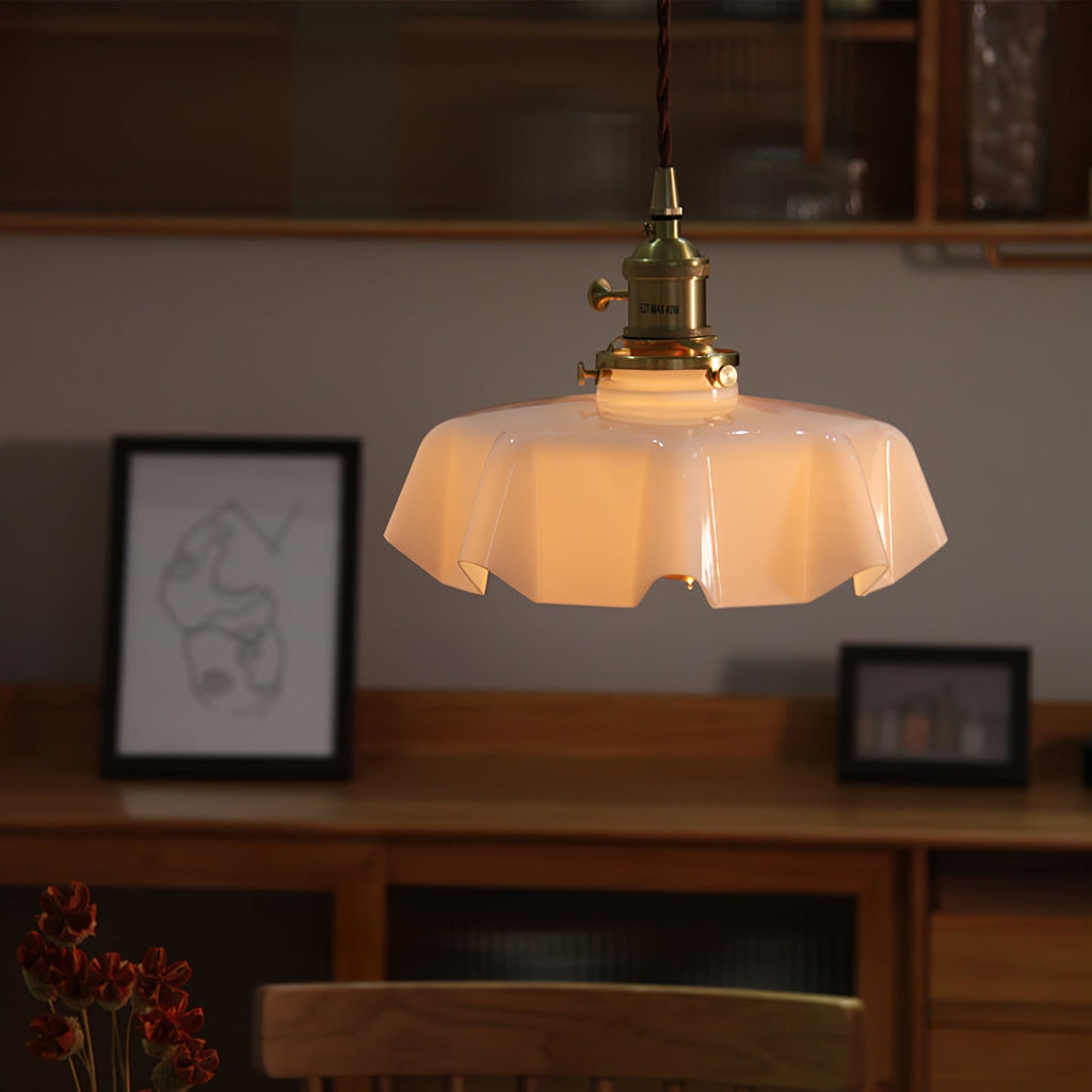 Textured Dome Pendant Light — Adjustable Height, White, Beige, Pink & Blue